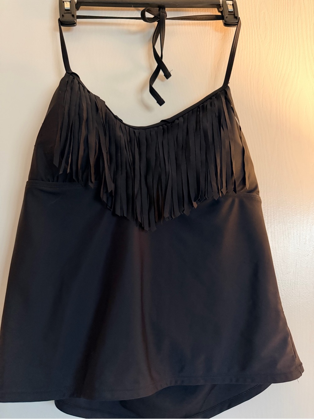 Catalina Black Fringe Tankini Swim Top XL 16-18 (Fits More Like 12-14) EUC